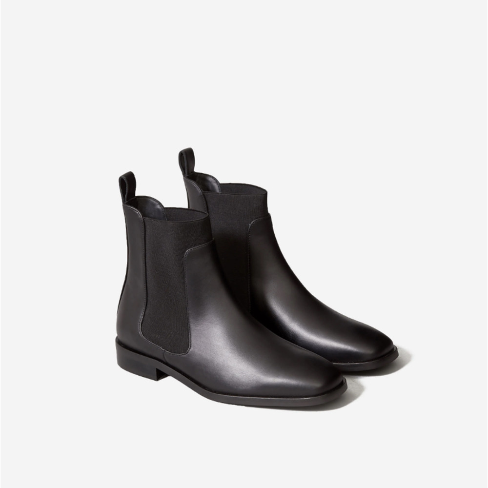 Everlane Womens The Italian Leather Square Toe Chelsea Boot Size 6.5 Black NWOB